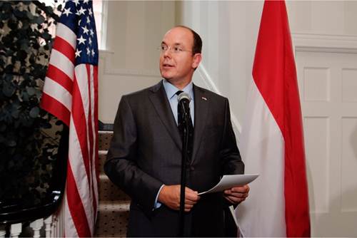 Description: H.S.H. Prince Albert II of Monaco delivering an address at the Inauguration of the Residence in Washington D.C.